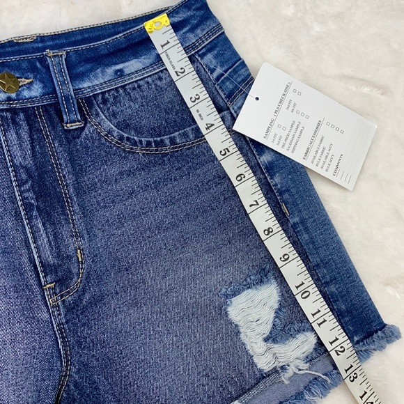 Jean distressed blue stretch shorts - Picture 4 of 16